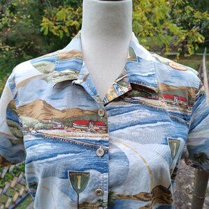 Vintage Liz Claiborne California Destinations Button Up Top, Large